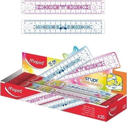 Maped Ruler Study Mini Friends amestec indestructibil de 15 cm