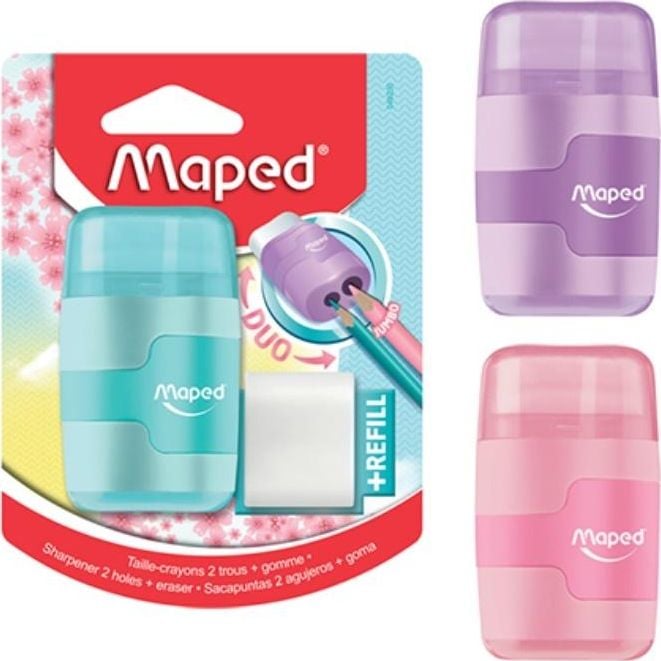 Maped Sharpener cu radieră Connect pastel 2 orificii MAPED