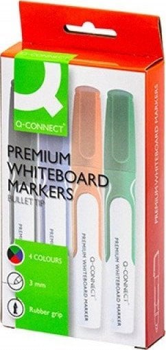 Marcator Q-Connect pentru plăci Q-CONNECT Premium, cauciuc mâner, rotund, 2-3mm (linie), 4buc, mix de culori / KF26113