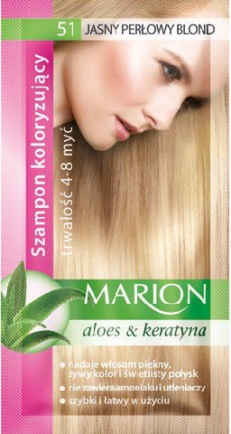 Sampon nuantator pentru par, Marion, Aloe & Keratin, 4-8 spalari, nuanta 51 Light Pearl Blond, 40 ml
