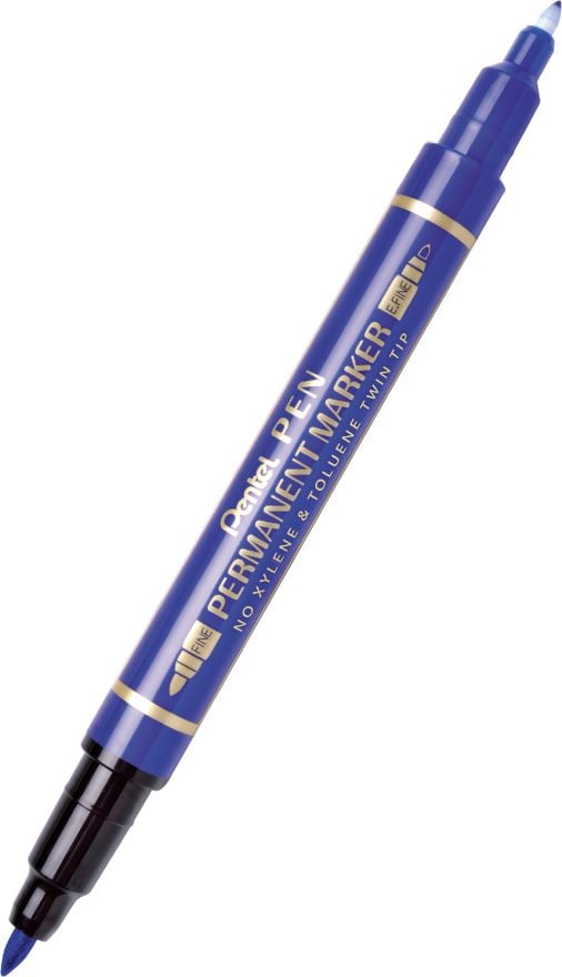 Marker permanent Pentel TWIN TIP 0.3/1.2 mm albastru