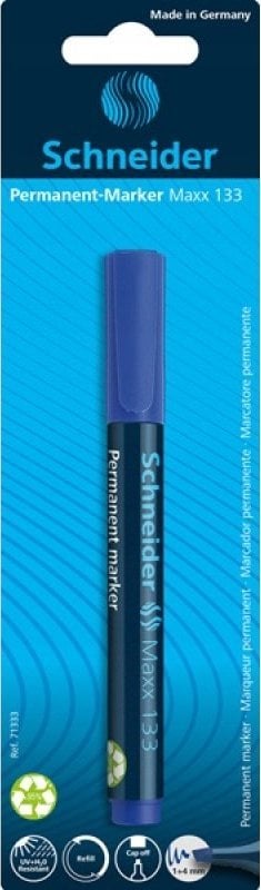 Marker permanent Schneider SCHNEIDER Maxx 133, teșit, 1-4 mm, blister, albastru