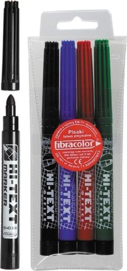 Markere Fibracolor 4 culori în husă HI-TEXT
