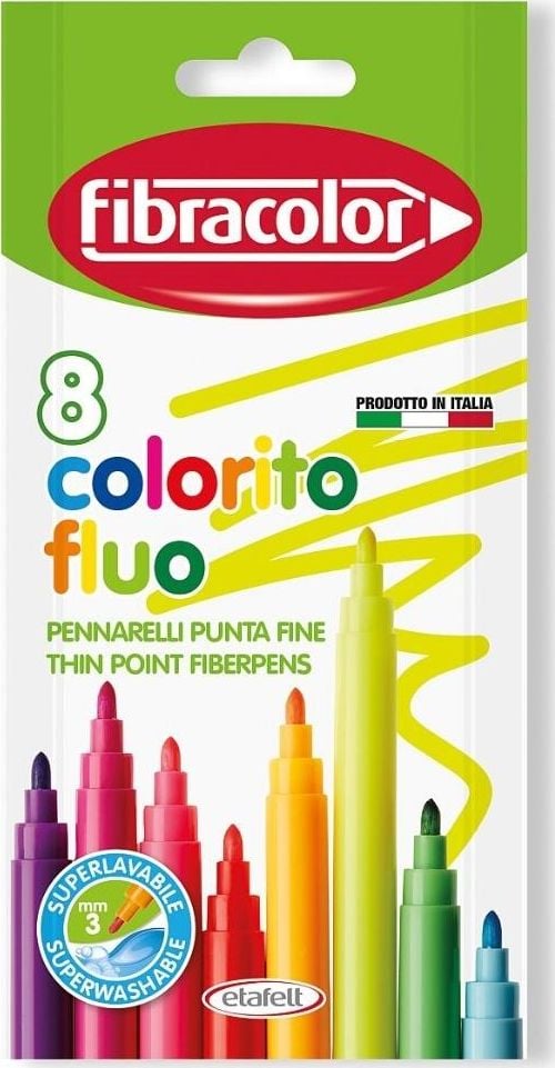Markere Fibracolor Colorito Fluo 8 culori FIBRACOLOR