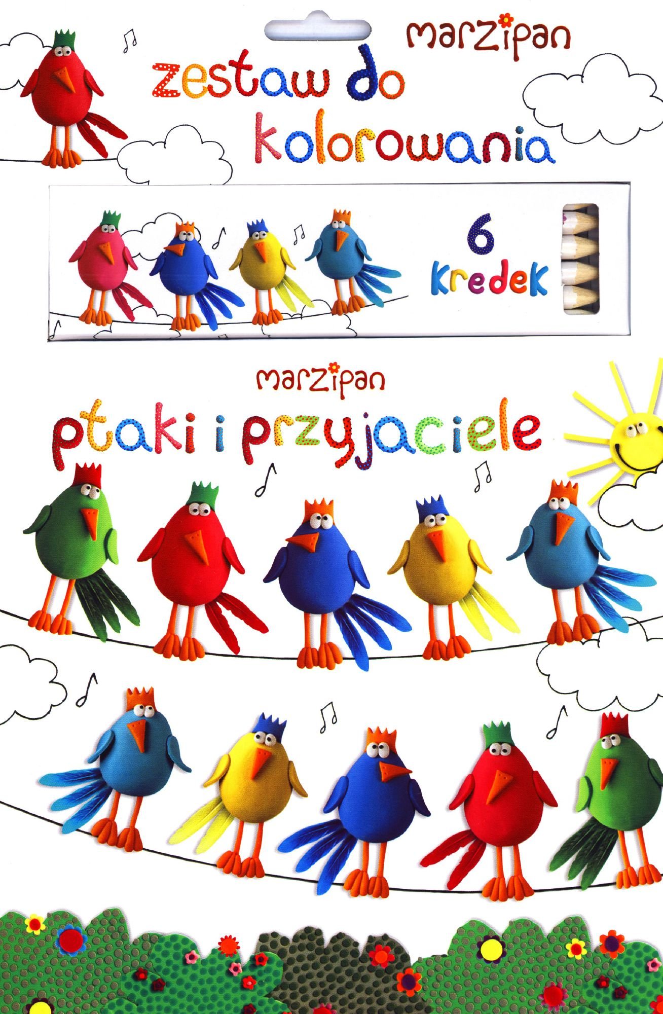 Marţipan. Păsări și prieteni + creioane colorate (86311)