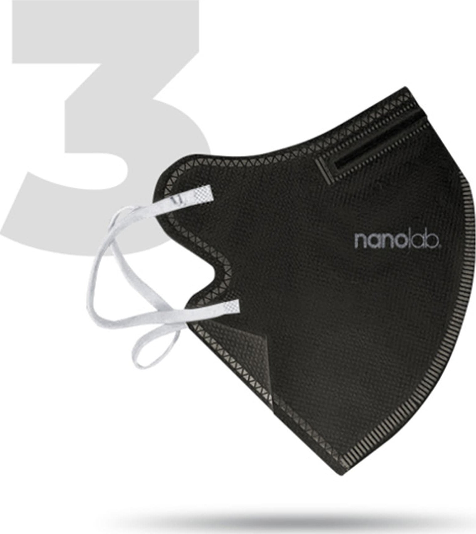 Mască de protecție Nanolab Nano, FFP2, neagră, universală, 3ks, Nanolab