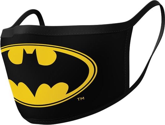 Masca din material textil, reutilizabila, set 2 bucati, Batman Logo, pentru adulti