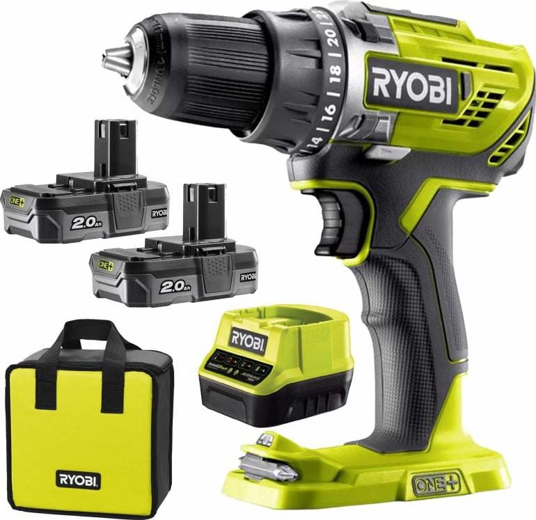 mașină de găurit Ryobi R18DD3-220S 18 V 2 x 2 Ah baterii