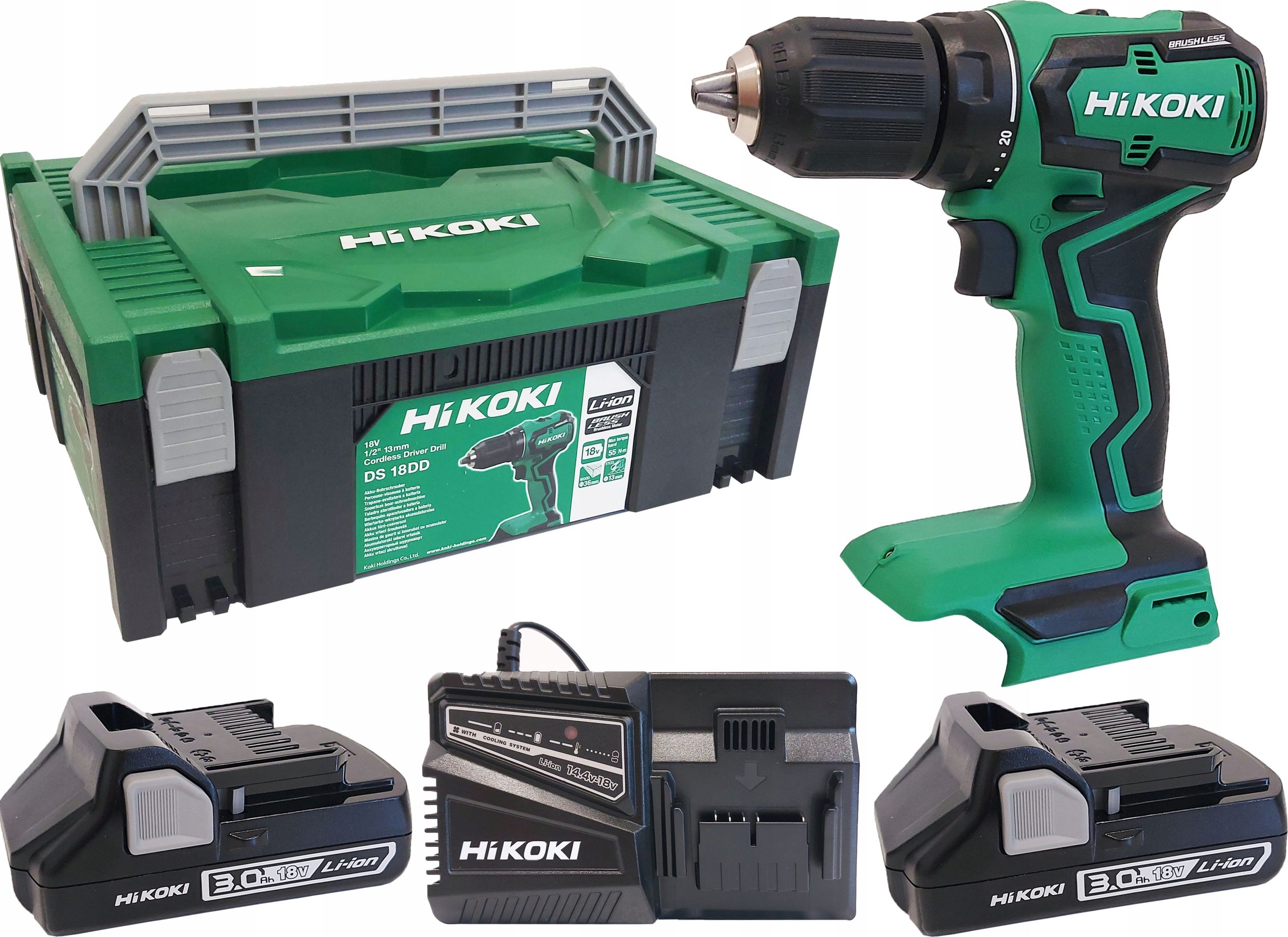 Masina de gaurit si insurubat HiKOKI DS18DDWPZ, 2 acumulatori, Li-Ion, 18 V, 5 Ah, 55 Nm, motor fara perii