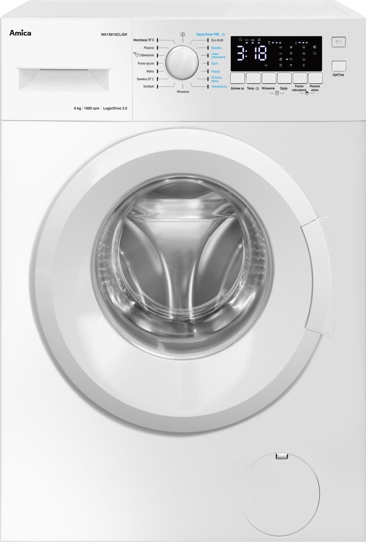 Masini de spalat rufe - Mașină de spălat rufe Amica WA1S610CLiSH,alb,
6 kg,Cu functie de abur