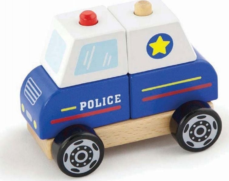 Masinuta de politie din blocuri de lemn Viga, 50201, Multicolor