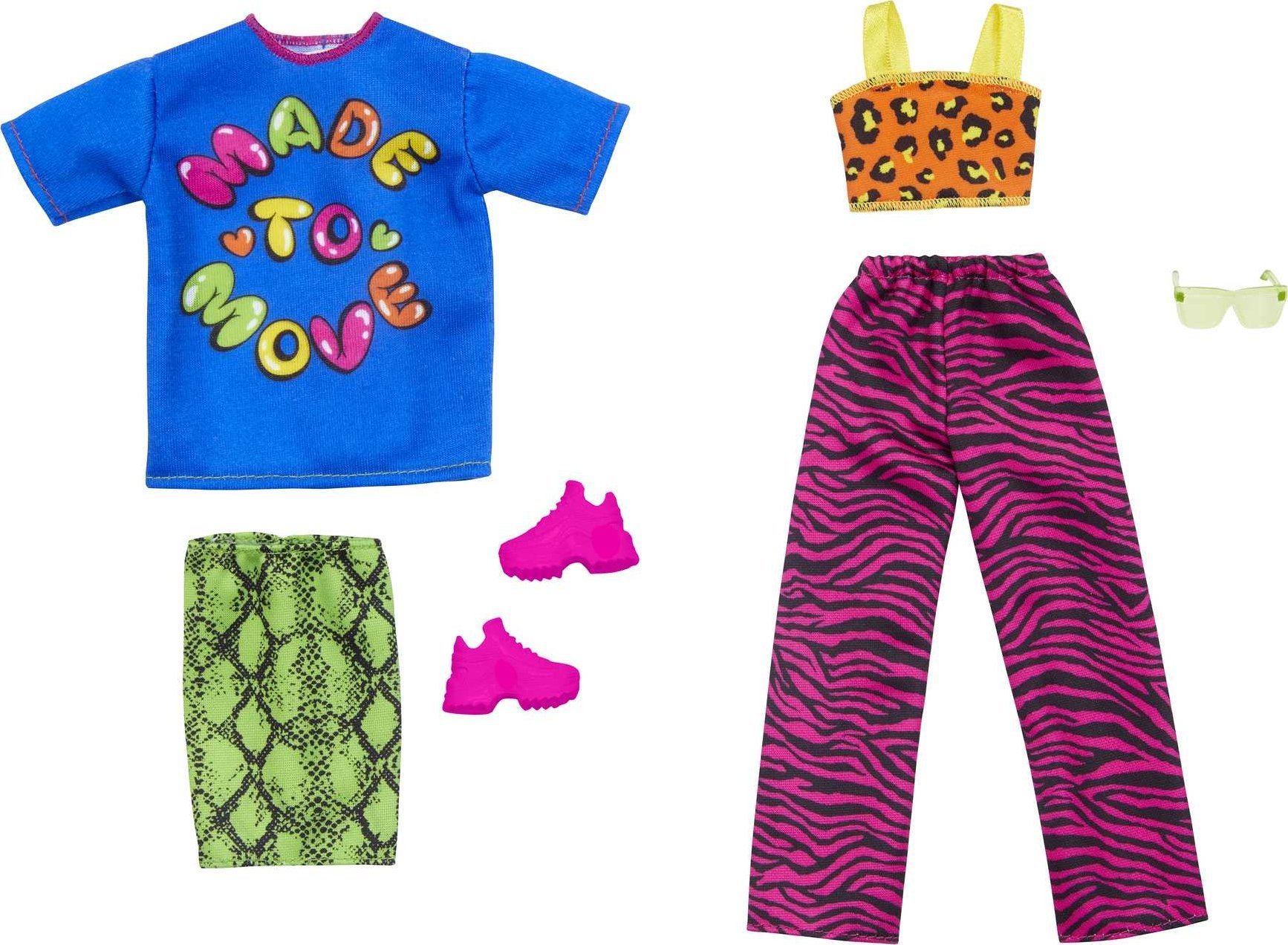 Mattel Barbie® Ubranka + akcesoria 2-pak Top i spodnie + T-shirt i spódniczka + akcesoria (HJT36)