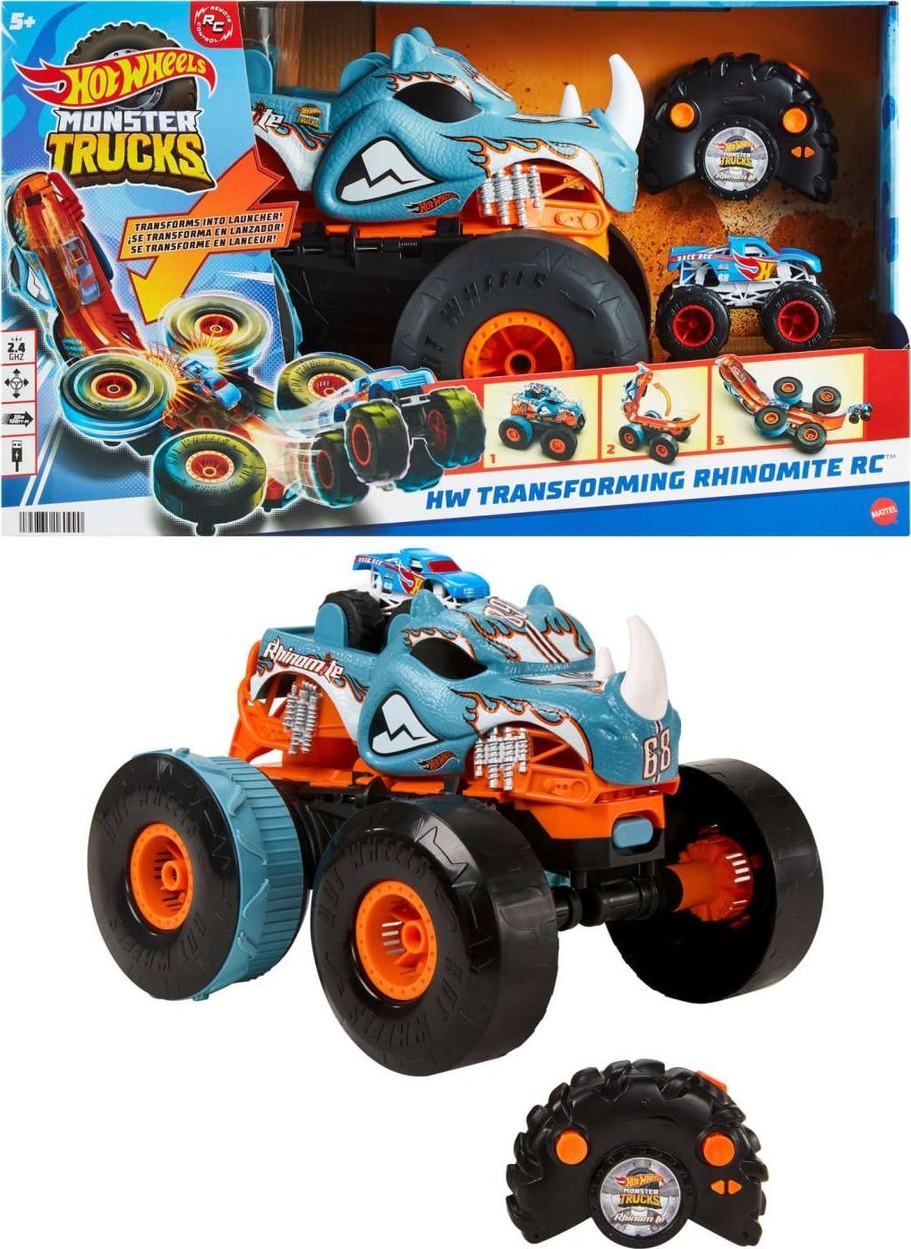 Mattel Hot Wheels R/C Rhinomite Mega Transformacja Pojazd zdalnie sterowany 1:12