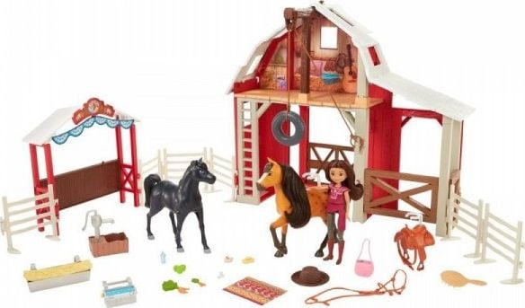 Mattel Mustang: Spirit of Freedom Stable + păpușă și 2 cai (HBT16)