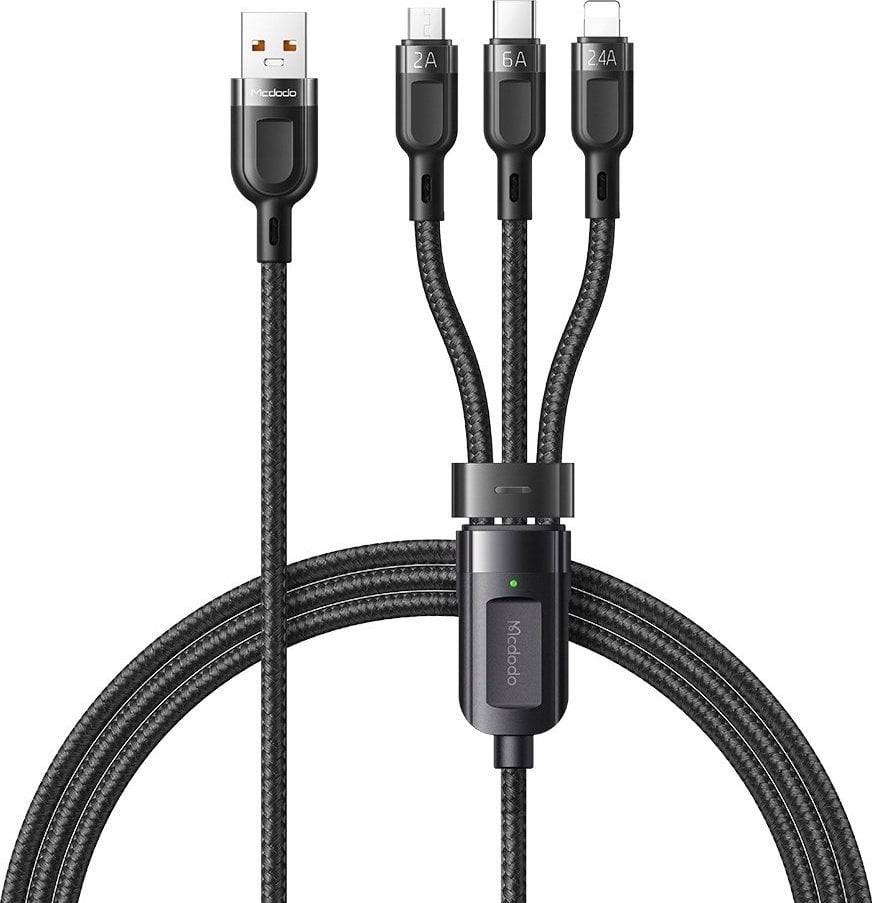 Mcdodo USB-B - Apple 30-Pin + Lightning + cablu microUSB 1 m Negru (CA-0930)