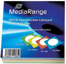 Plicuri colorate pentru CD MediaRange, 100 bucăți, 4 culori (BOX67)