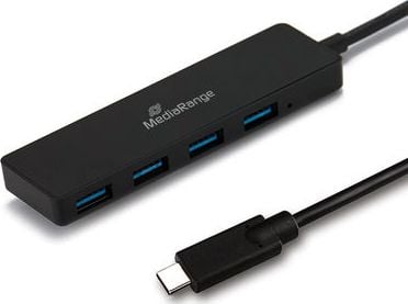MediaRange USB Type-C™ to USB 3.0 hub 1:4, bus-powered, black (MRCS508)