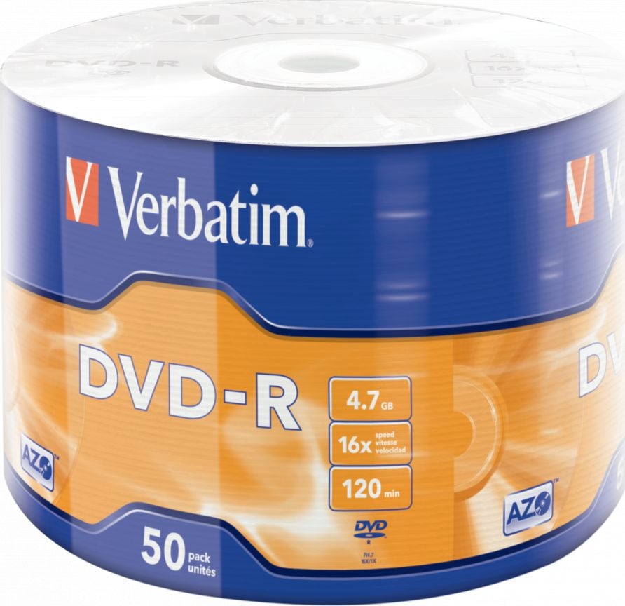 Medii de stocare verbatim 4.7GB DVD-R X16 MATT SILVER WRAP 50 ARBORI (43788)