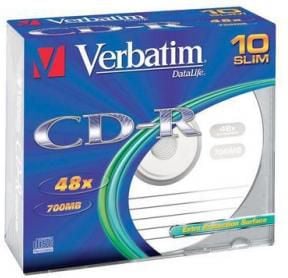 Medii de stocare verbatim CD-R / 10 / 700MB Slim 48x Extra Protection 43415