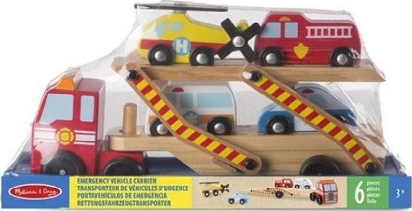 Melissa & Doug Camion de remorcare cu vehicule de urgență