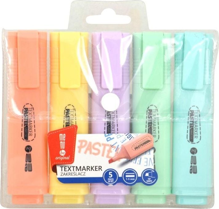 MemoBe Highlighters case pastel 5 culori MemoBe