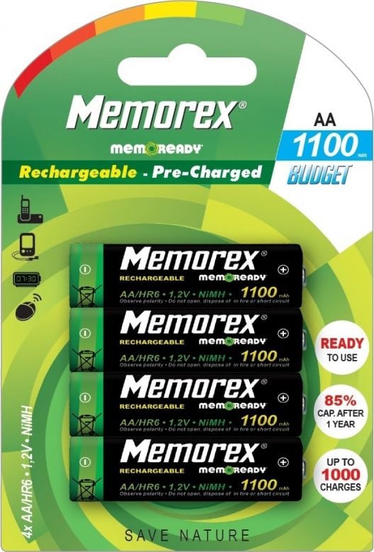 MEMOREX REÎNCĂRCABILĂ ACUMULATOR 1100mAh R6 / AA x 4 Buget Ready DECT BL A0785