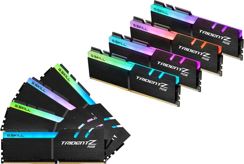 Memorie RAM G.Skill Trident Z RGB, F4-3200C14Q2-64GTZR, DDR4, 64 GB, 3200MHz, CL14