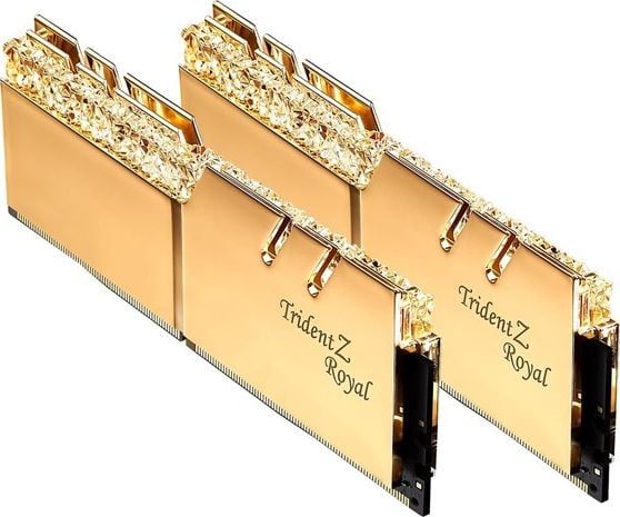Memorie RAM GSKill Trident Z Royal RGB Gold, F4-4600C18D-16GTRG, 16GB, DDR4, 4600MHz, CL18, 1.45v, Dual Channel Kit