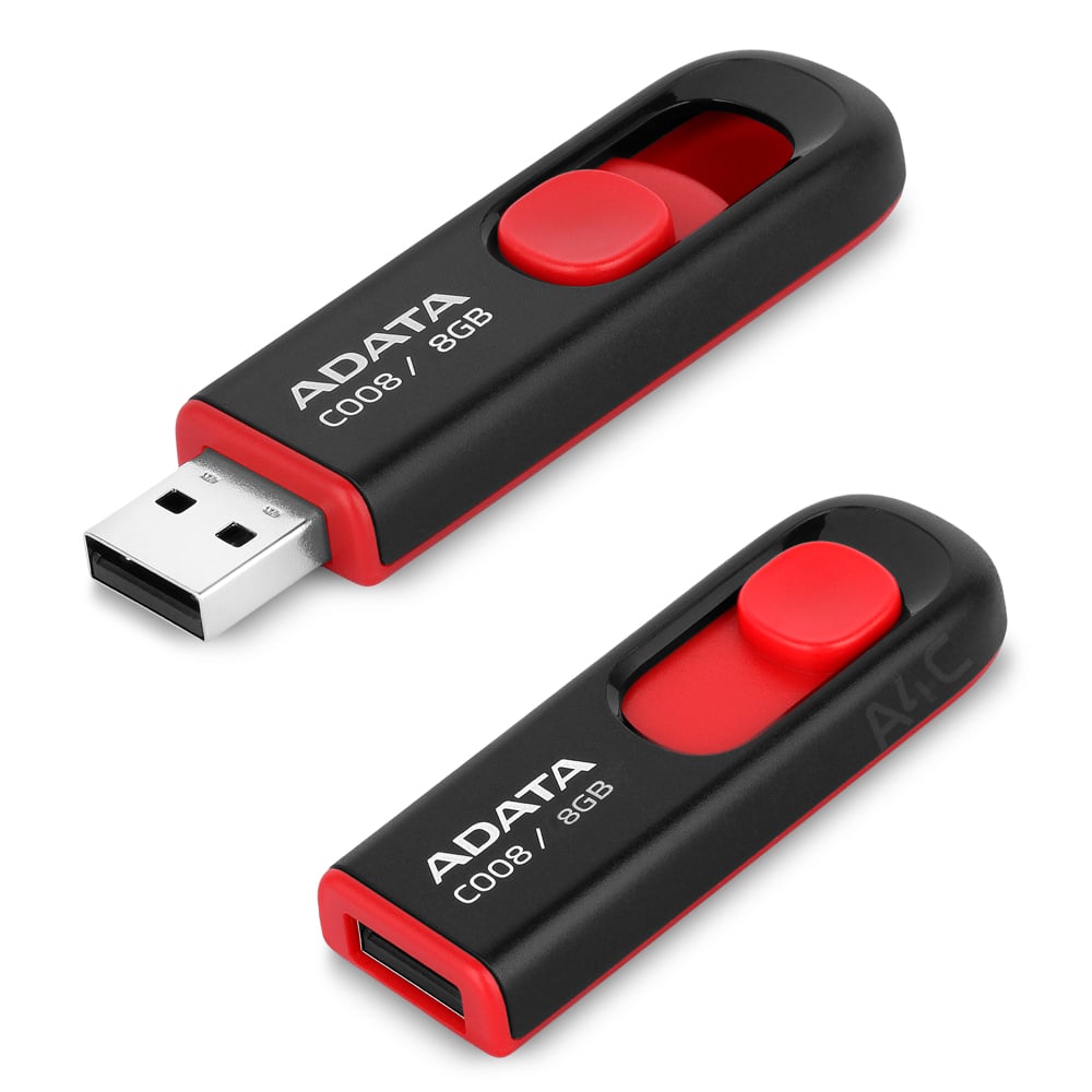 Memorie USB ADATA C008, 8GB, USB 2.0, Negru/Rosu