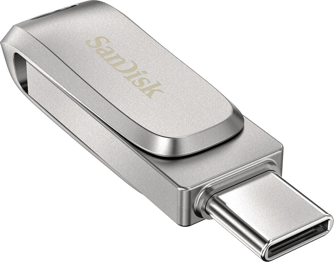 Memorie USB SanDisk Ultra Dual Drive Luxe, 64GB, USB 3.1 Gen 1, USB-C, Argintiu