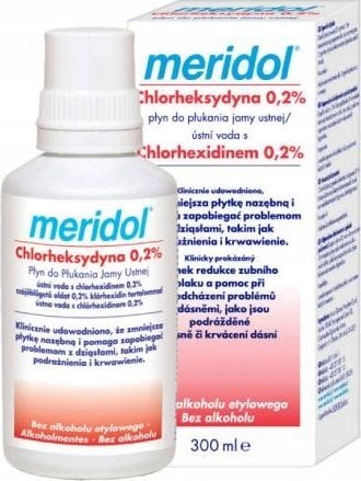 Apa de gura Meridol 0,2% ,300 ml,Fara alcool,Antibacterian, calmant