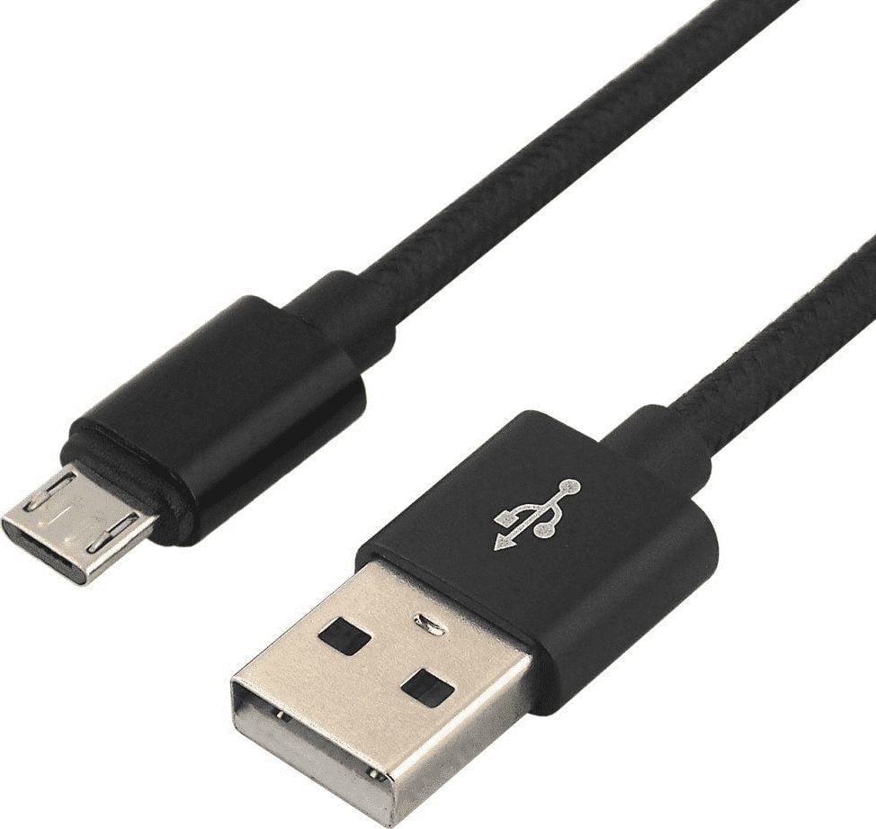 Micro USB 1m împletit negru CBB 1MB la 2.4a