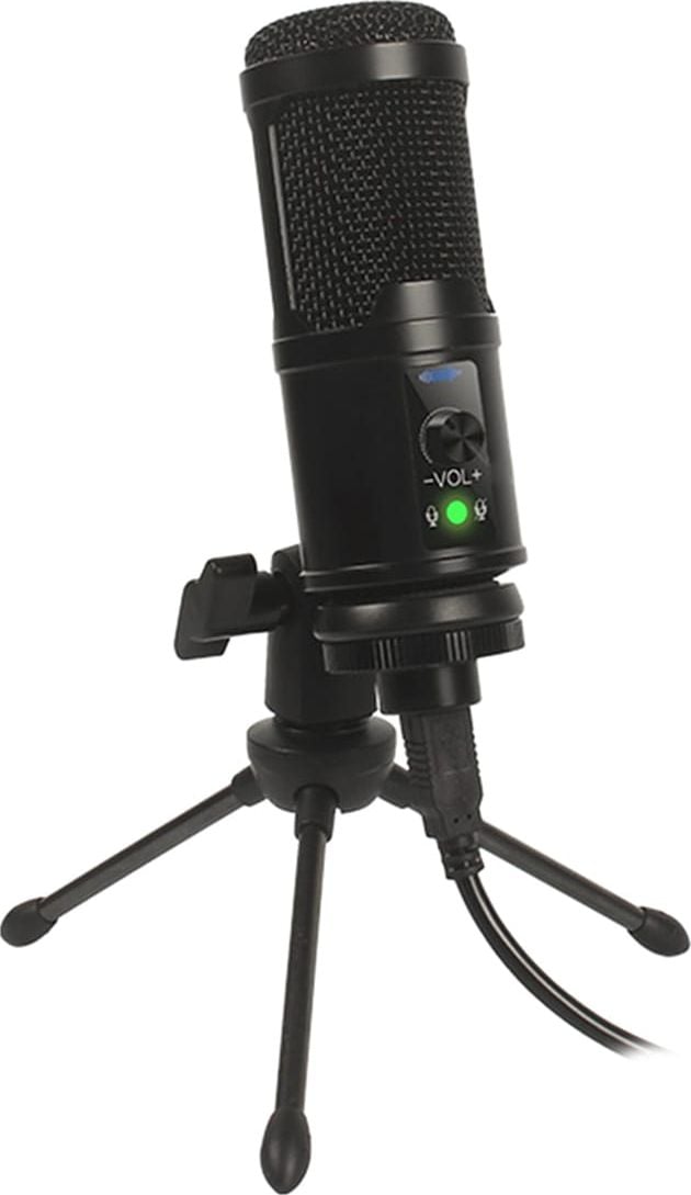 Microfoane - Microfon Cardioid Gaming cu trepied Varr VGMTB2, Control Volum, Negru