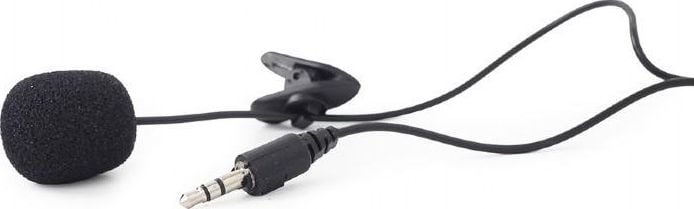 Microfon cu clip, Gembird , conector jack 3.5mm si cablu de lungime 2 m, negru