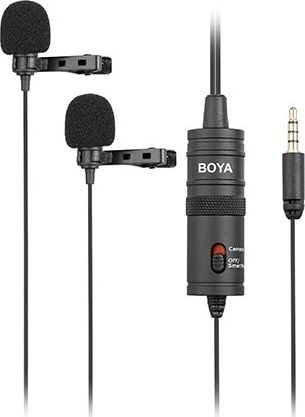 Microfon dublu lavarier BOYA BY-M1DM, 1,8`, 4m, Negru
