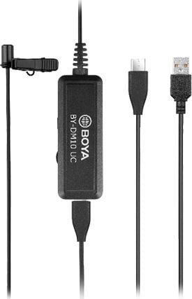 Microfon lavaliera digitala BOYA BY-DM10 UC omnidirectional cu cablu USB Type-C si USB Type-A