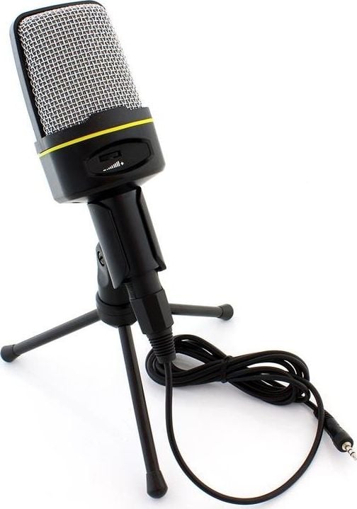 Microfoane - Microfon universal AUX, ProCart, trepied, Jack 3.5 cm, compatibil smartphone, negru