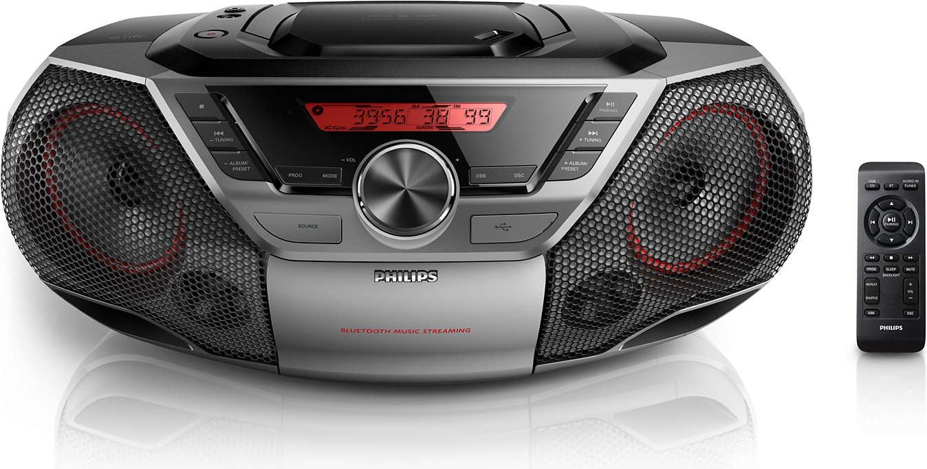 Microsistem audio Philips AZ700T/12, Bluetooth, NFC, USB, MP3-CD, CD si CD-R/RW, Negru