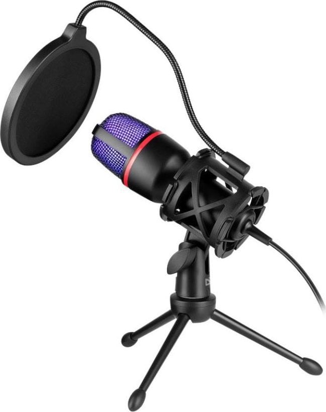 Mikrofon Defender Mikrofon przewodowy Defender FORTE GMC 300 ze statywem STREAM strumieniowy RGB USB