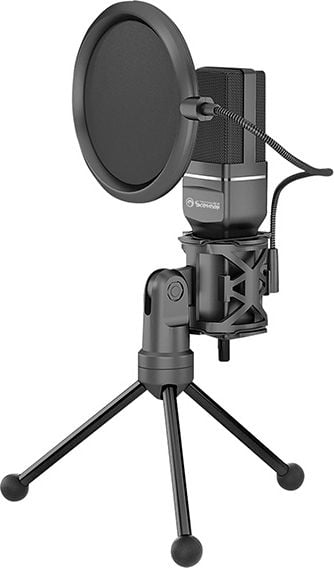 Microfon Marvo MIC-03, USB, Portabil cu trepied reglabil la 270 &deg;, Negru