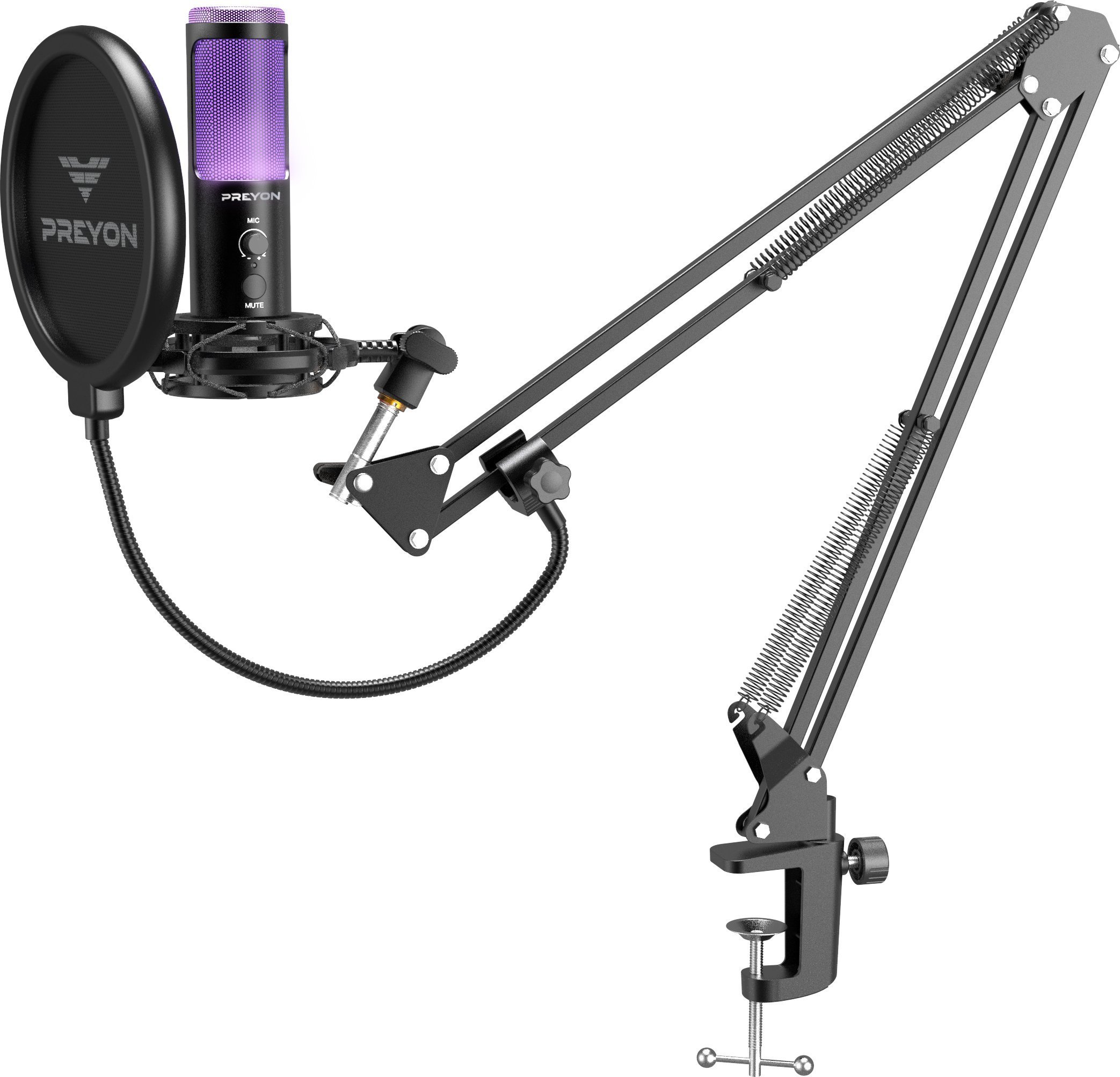 Microfoane - Microfon PREYON USB Eagle Scream PES43B, capacitiv, USB, Negru