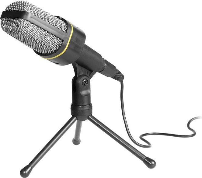 Microfon Tracer Screamer TRAMIC44883 cu trepied inclus, Omni-directional, Mini-Jack 3.5 mm, 16000 Hz, Negru/Argintiu