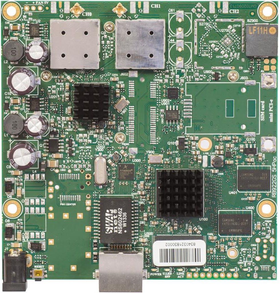 Placa de router Mikrotik RB911G-5HPACD, 720MHz, 128MB, 5GHz, L3