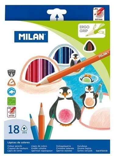 Milan Creioane colorate triunghiulare 18 col., la pachet de carton MILAN - 0722318 MILAN