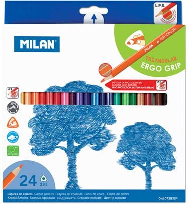 Milan Creioane colorate triunghiulare 24 de culori (154514)
