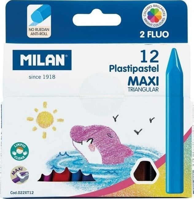 Milan Lumanari creioane maxi Plastipastel 12 col. MILAN