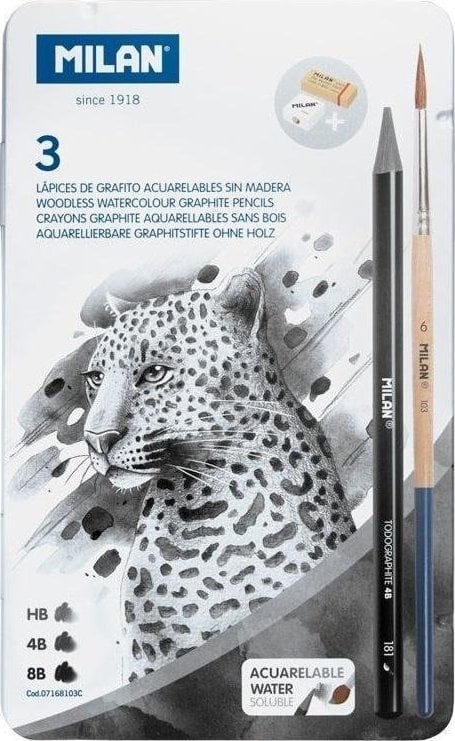 Creion Milan Woodfree 3 tipuri + pensula + radiere