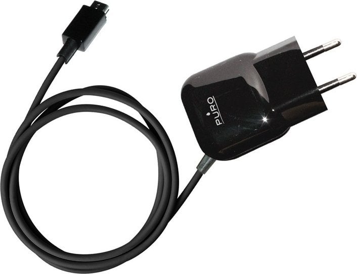 Mini încărcător de călătorie - încărcător portabil cu un cablu micro USB (negru)