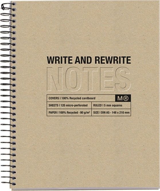 MIQUELRIUS Notebook MIQUELRIUS Just Black Craft Recycled, A5, 120 coli, 80g, bej