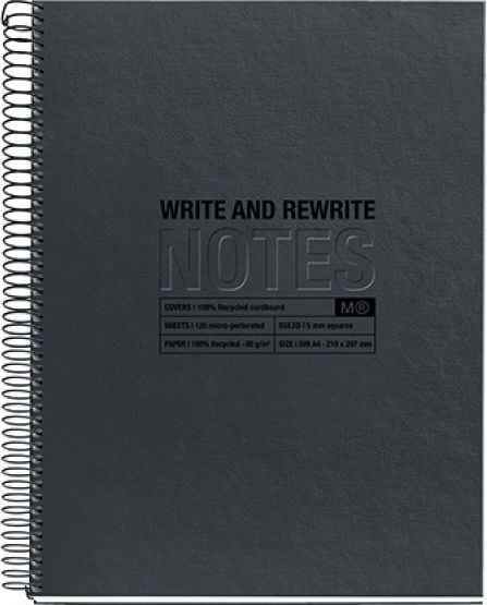 MIQUELRIUS Notebook MIQUELRIUS Just Black Recycled, A4, 120 coli, 80g, negru